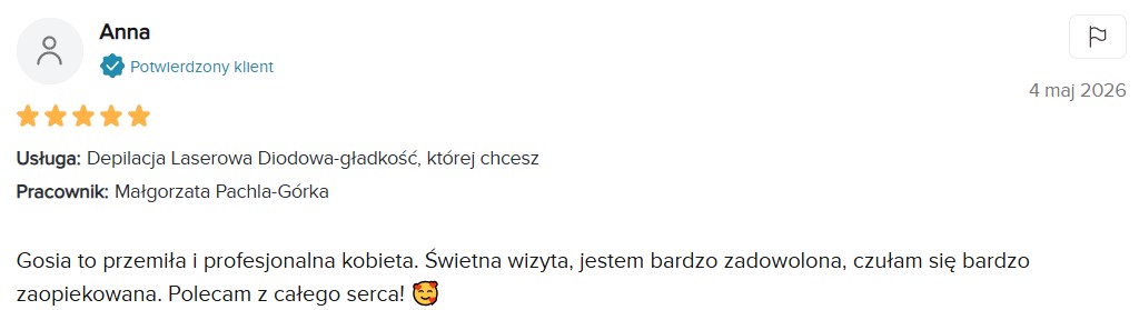 Opinia klientki Anny z Booksy