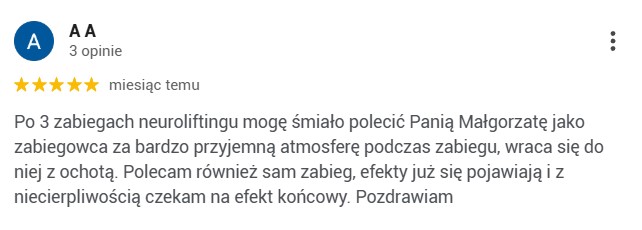 Opinia klientki z Google