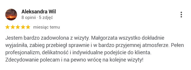 Opinia klientki Aleksandry Wil z Google